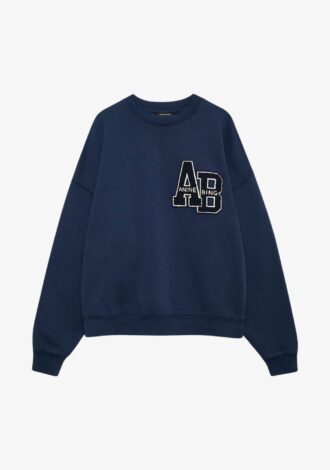 Miles Oversized Sweatshirt Letterman Washed Navy
