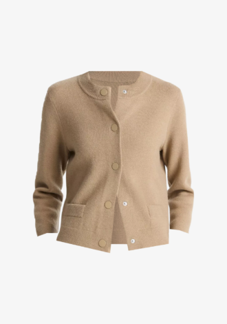 Wool-Blend Shrunken Snap Cardigan