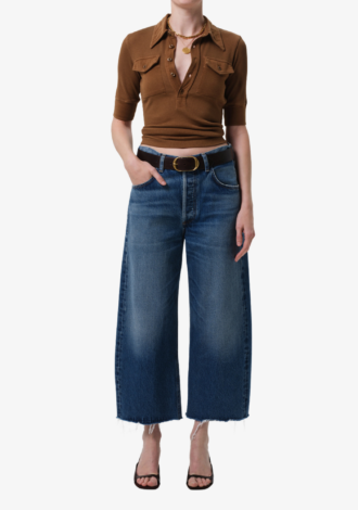Ayla Raw Hem Crop In Chaya