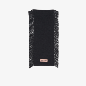 Fringe Wool Scarf Black Melange