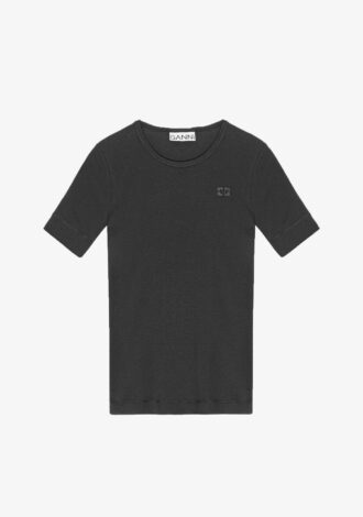 Soft Cotton Rib T-Shirt Black