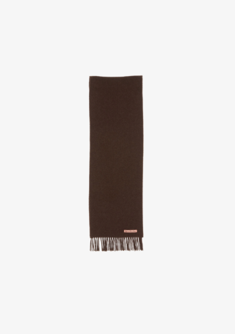Skinny Fringe Wool Scarf Brown Melange