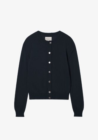 Cashmere Distressed Cardigan In Charcoal