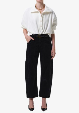 Marcelle Low Slung Easy Cargo Corduroy Charcoal