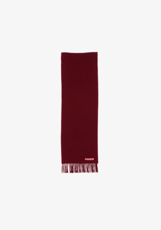 Skinny Fringe Wool Scarf Burgundy Melange