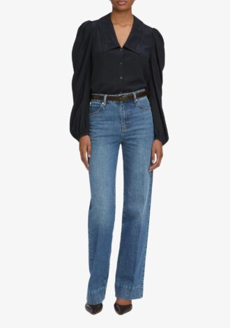 The Long Sleeve Sailor Blouse in Navy