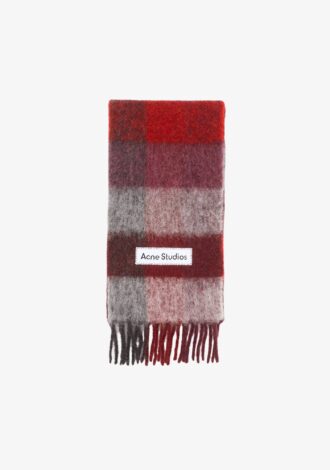 Mohair Checked Scarf Red/Black