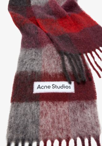 Mohair Checked Scarf Red/Black