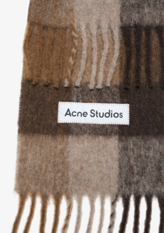 Mohair Checked Scarf Brown/White