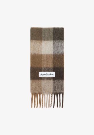 Mohair Checked Scarf Brown/White
