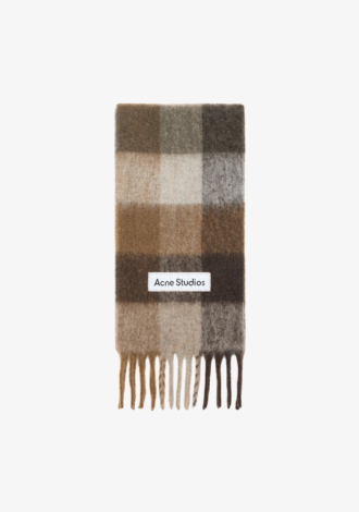 Mohair Checked Scarf Brown/White