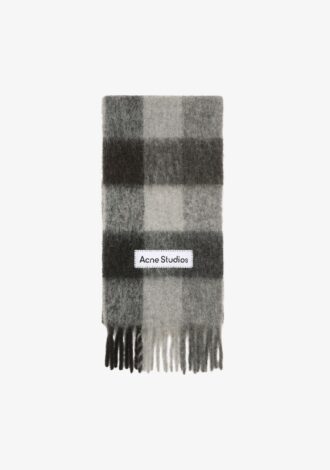 Mohair Checked Scarf Grey/Black