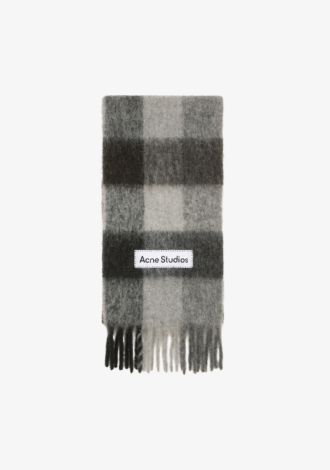 Mohair Checked Scarf Grey/Black