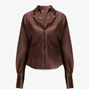 Silk Bias Long-Sleeve Blouse - XS