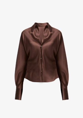 Silk Bias Long-Sleeve Blouse
