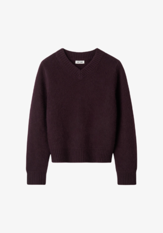 Chunky V-Neck Sweater Midnight Plum