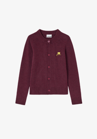 Burgundy Wool Mix Cardigan