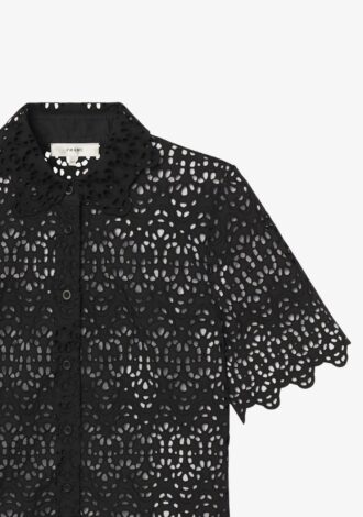 The Deco Eyelet Top Black