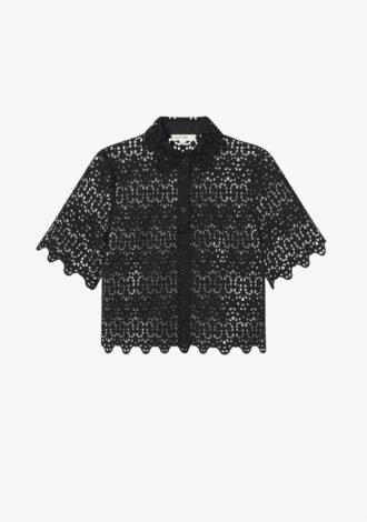 The Deco Eyelet Top Black