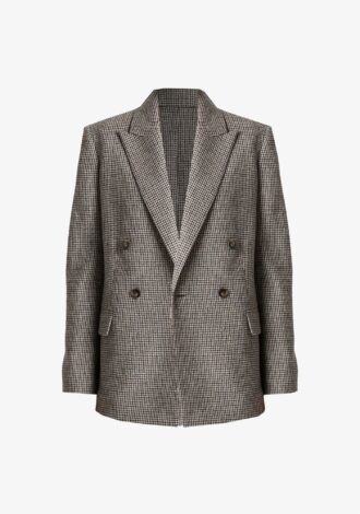 Plaid Wool-Blend Double-Breasted Blazer