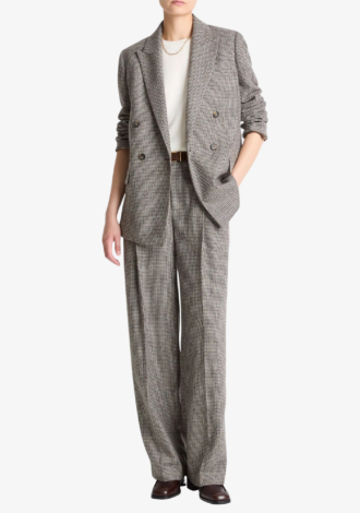 Plaid Wool-Blend Double-Breasted Blazer