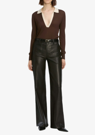 Le Slim Palazzo Modernist Pocket Leather In Black