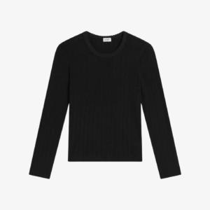 The Pointelle Slim Fit Long Sleeve Black - S
