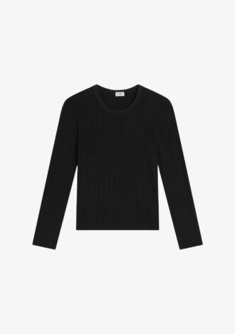 The Pointelle Slim Fit Long Sleeve Black