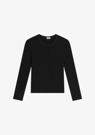 The Pointelle Slim Fit Long Sleeve Black