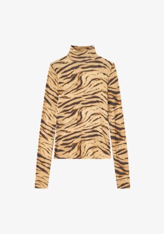 Printed Jersey Turtleneck