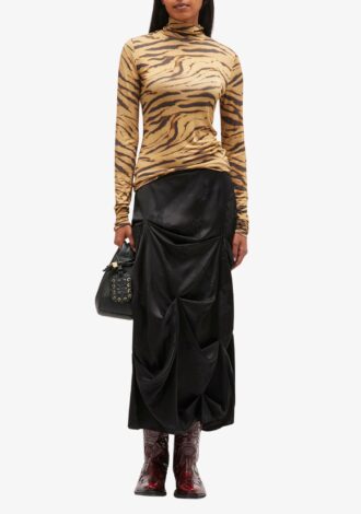 Printed Jersey Turtleneck