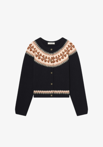 The Cashmere Fairisle Cardi In Navy