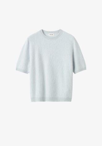 Brushed Short Sleeve Sweater Light Blue