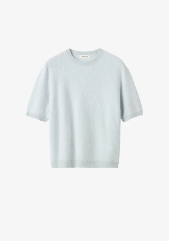 Brushed Short Sleeve Sweater Light Blue