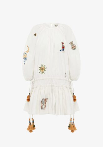 Carmine Embroidered Mini Dress