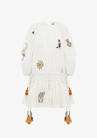 Carmine Embroidered Mini Dress