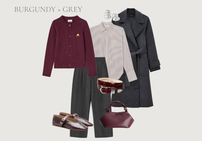 BURGUNDY + GREY