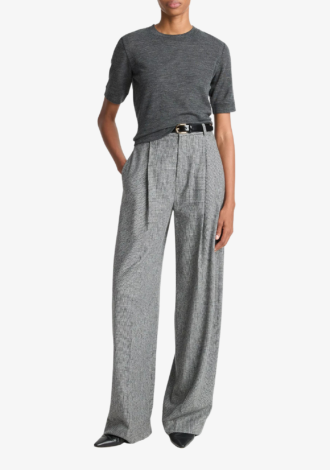Roma Check Italian Wool-Blend High-Waist Trouser