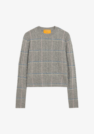 Shrunken Check Crew Heather Grey