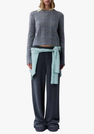 Shrunken Check Crew Heather Grey