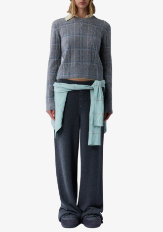 Shrunken Check Crew Heather Grey