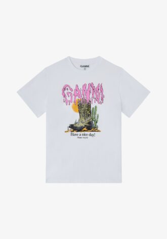 White Western Boot Print T-shirt