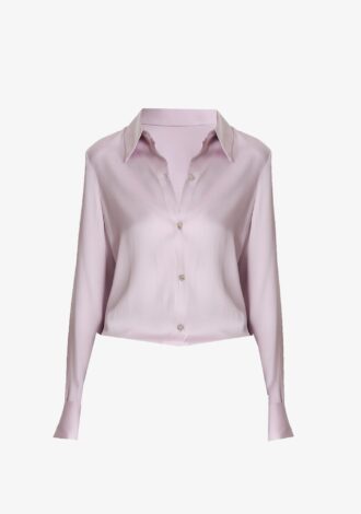 Silk-Blend Slim Button-Front Blouse
