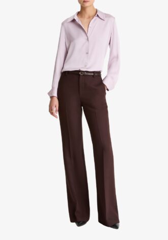 Silk-Blend Slim Button-Front Blouse