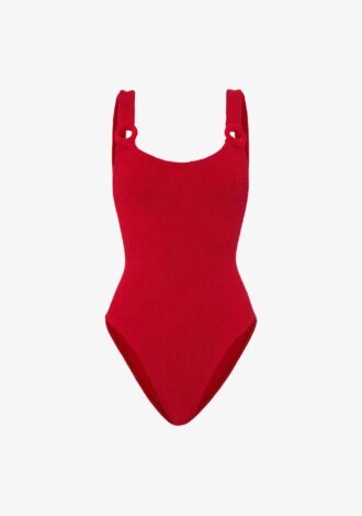 Domino Swim With Tonal Hoops Red