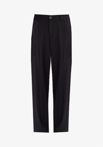 Drop-Waist Pleated Crepe Trouser