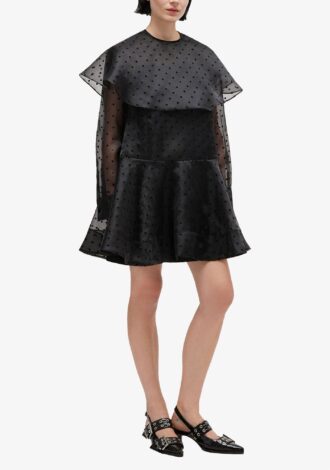 Black Organza Circle Collar Dress