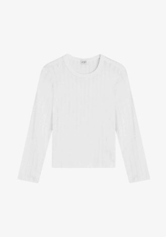 The Pointelle Slim Fit Long Sleeve White