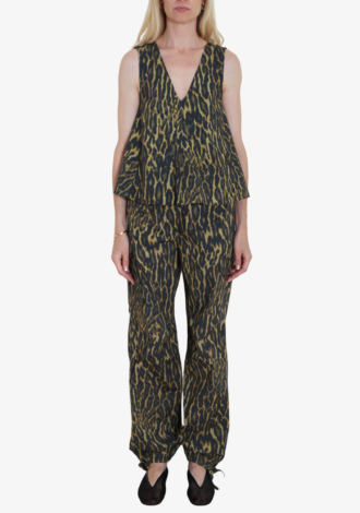 Leopard Printed Stretch Cotton Cargo Pants