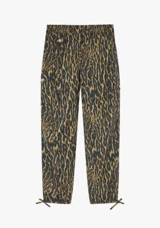 Leopard Printed Stretch Cotton Cargo Pants